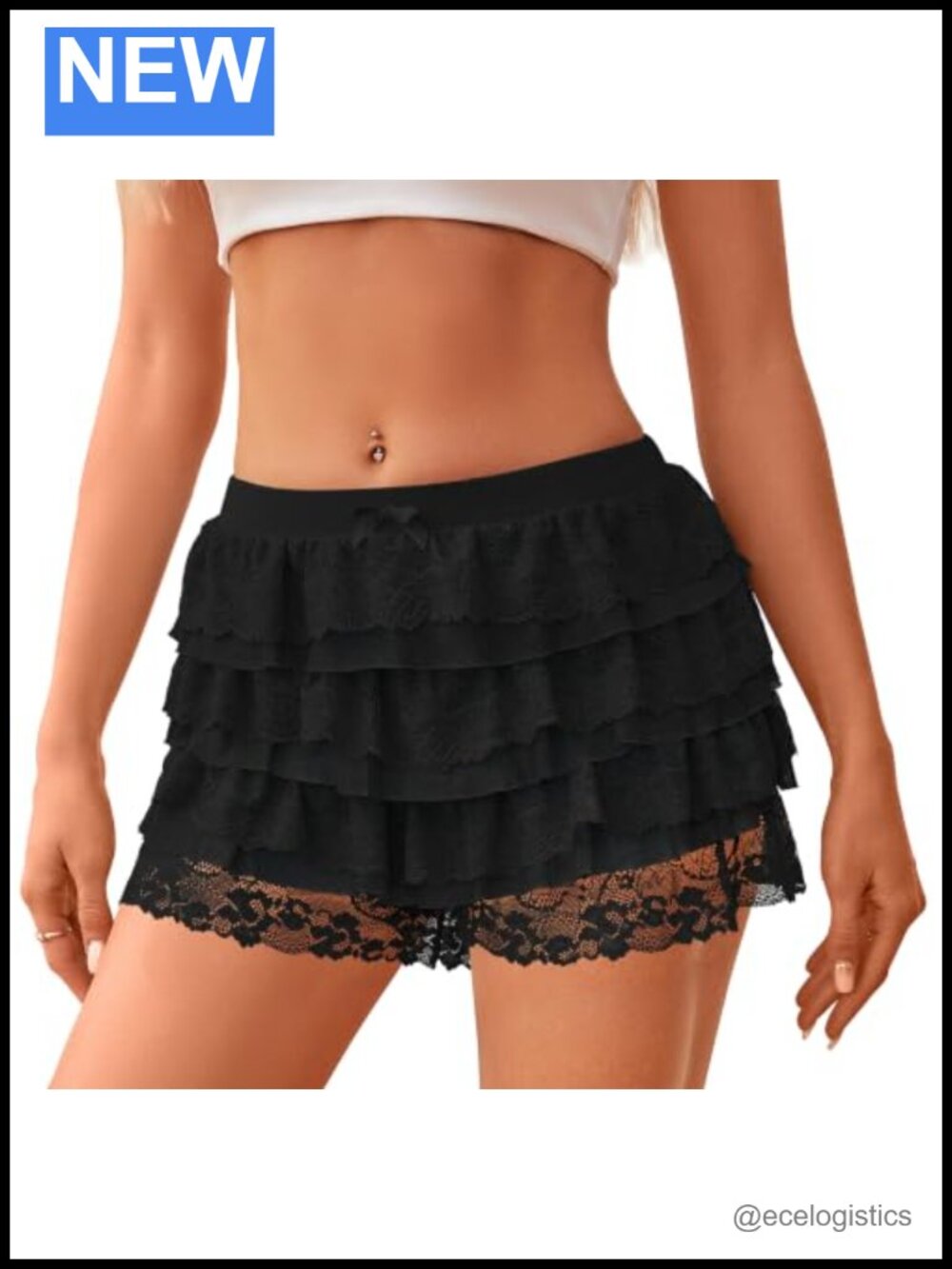 Women's Y2K Ruffle Lace Flowy Skort Mini Skirt Layer Shorts